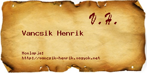 Vancsik Henrik névjegykártya